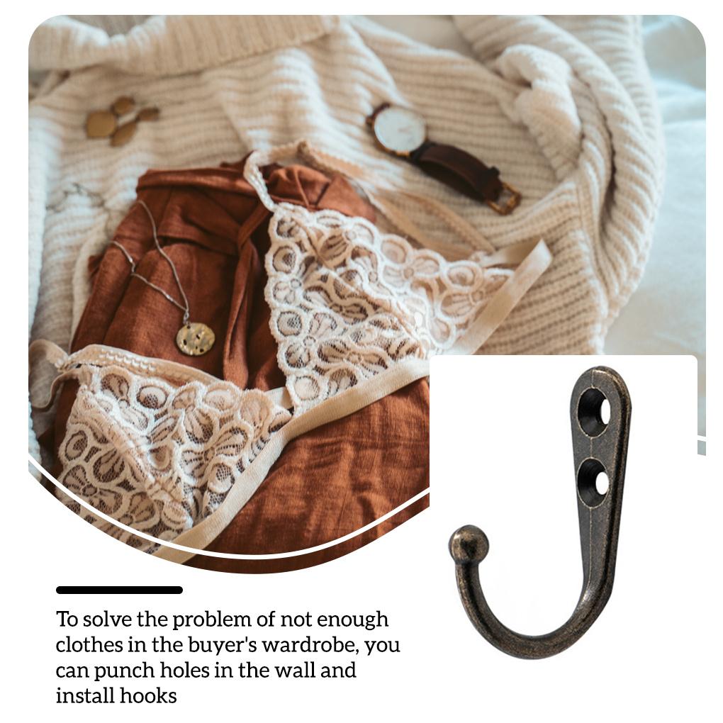 Vintage Style Clothes Robe Hook Living Room Towel Hanger Hats Shoulder Bag Wall Door Storage Hanging Holder Hardware