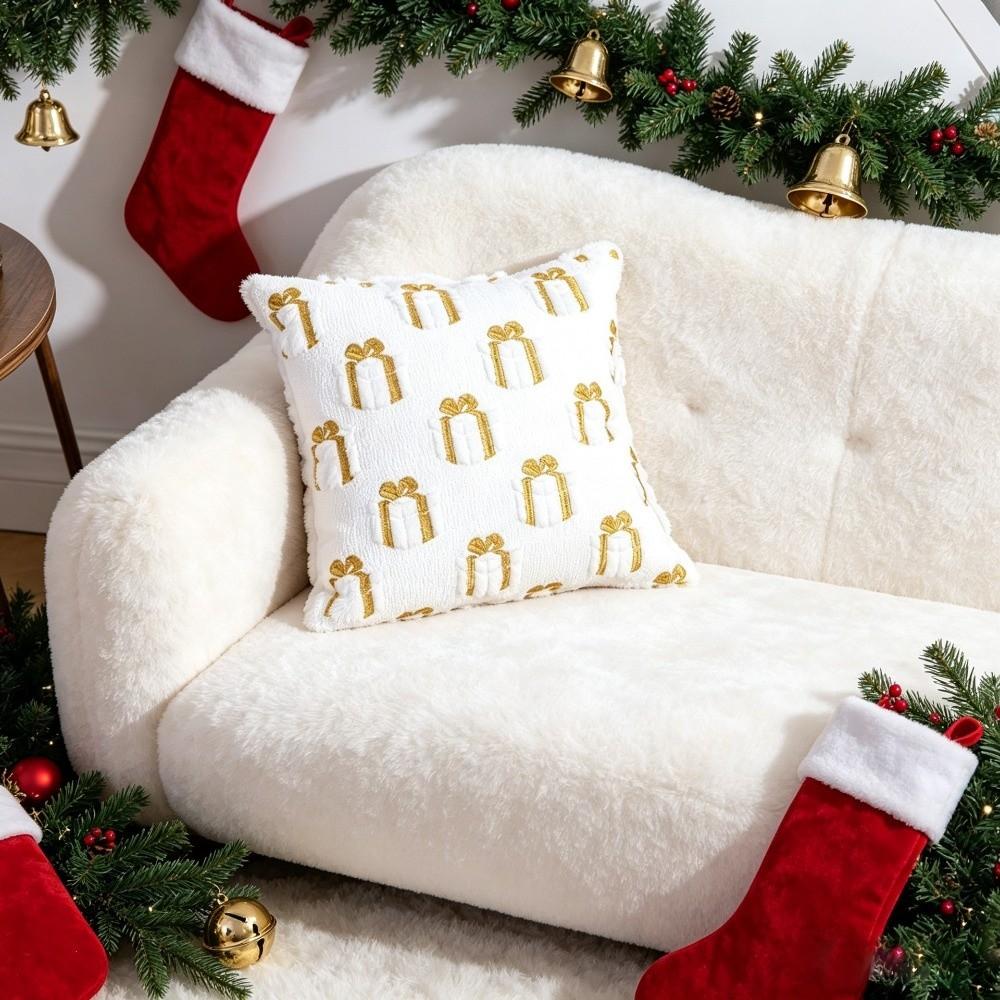 Square Knitted Throw Pillow Cover 3D Embossed Christmas Tree Cushion Cover 45x45cm Polyester Xmas Decor Cushion Case Party