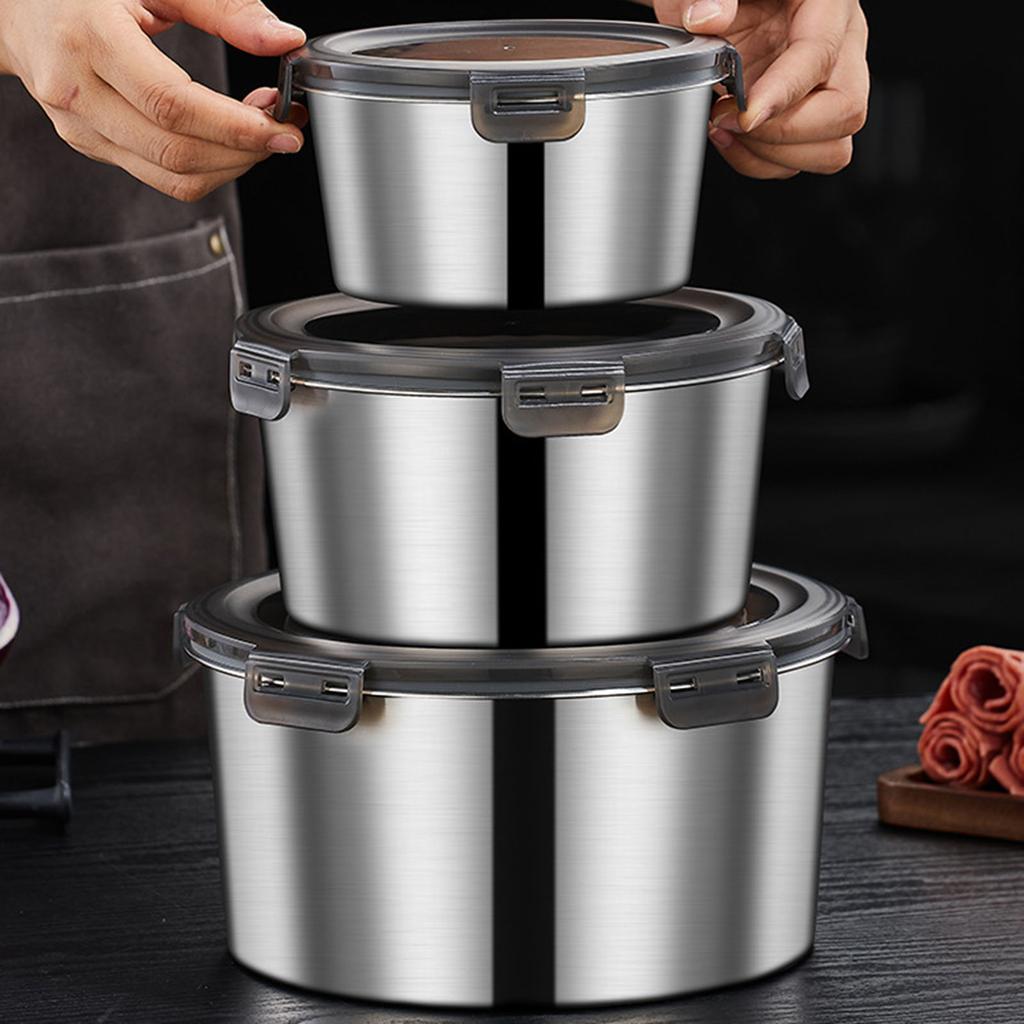 5pcs Leak Proof Lunch Holders with Lid Stainless Steel Container Set for Office Lunches Stackable Food Storage Bowls