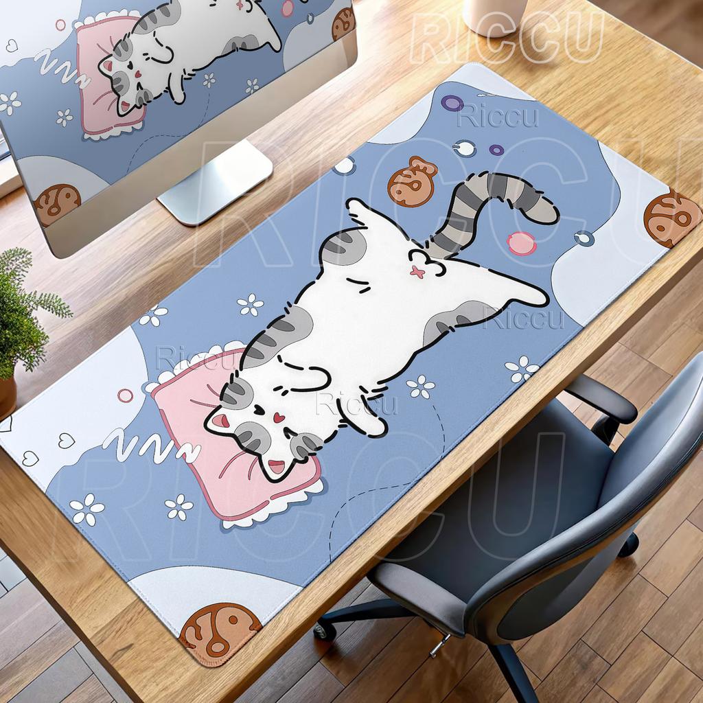 Large Kawaii Pretty Mouse Pad Cute Kitty Computer Keyboard Professional Mouse Mat LockEdge Rubber Non-slip Base Aesthetic Carpet