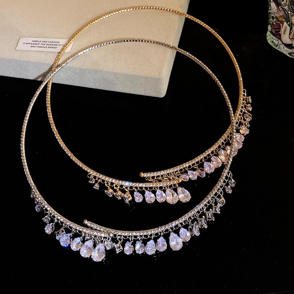 Shining Bridal Tassel Necklaces Elegant Neck Chain Choker Fashion Rhinestone Jewelry Women