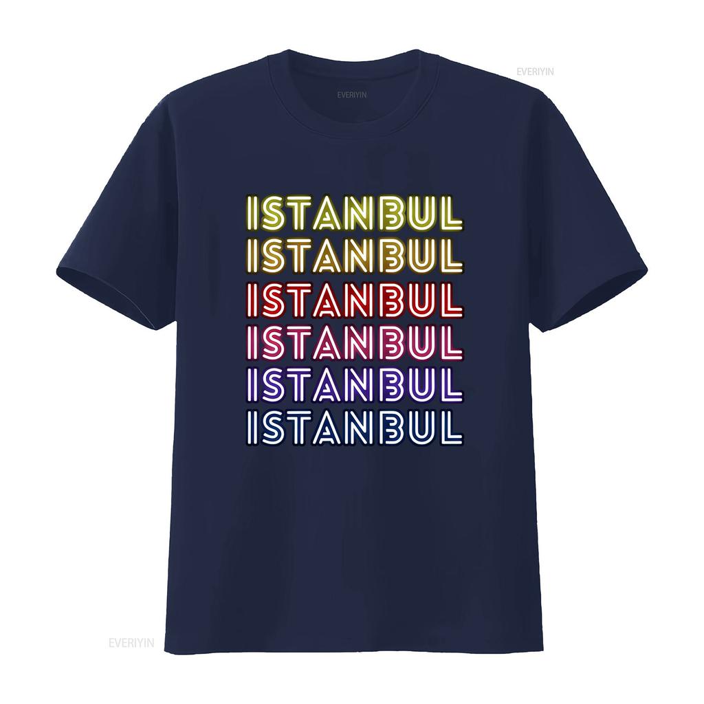 Istanbul City Proud Travel Text Neon Lights Design Classic Fit T Shirt vintage Washed Slightly designer clothes Stylish Soft