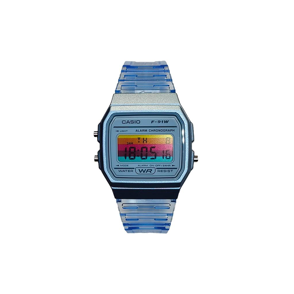 CASIO Custom Collection Quartz Movement Resin Strap Watch Men's Watches Blue Dial F-91WS-2(Watch5--)