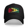 Guyana Flag Embroidered Baseball Cap Black Colorful National Design Front Logo Adjustable Fit Everyday Wear Sports Activities