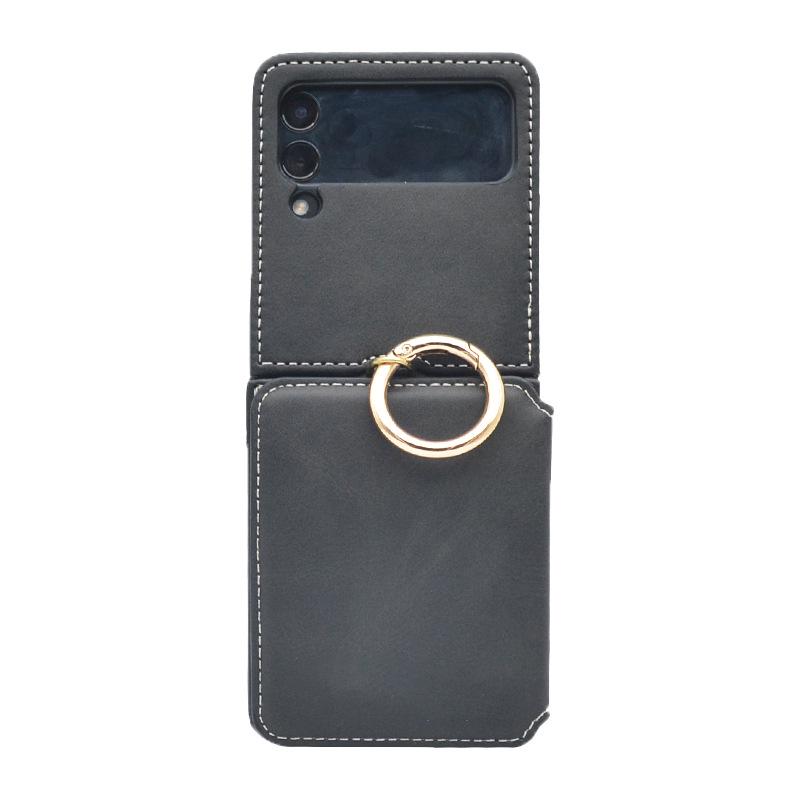 "Samsung Z Flip 4/5 Leren Hoesje met Kaartsleuf en Standaard, Kalfspatroon"