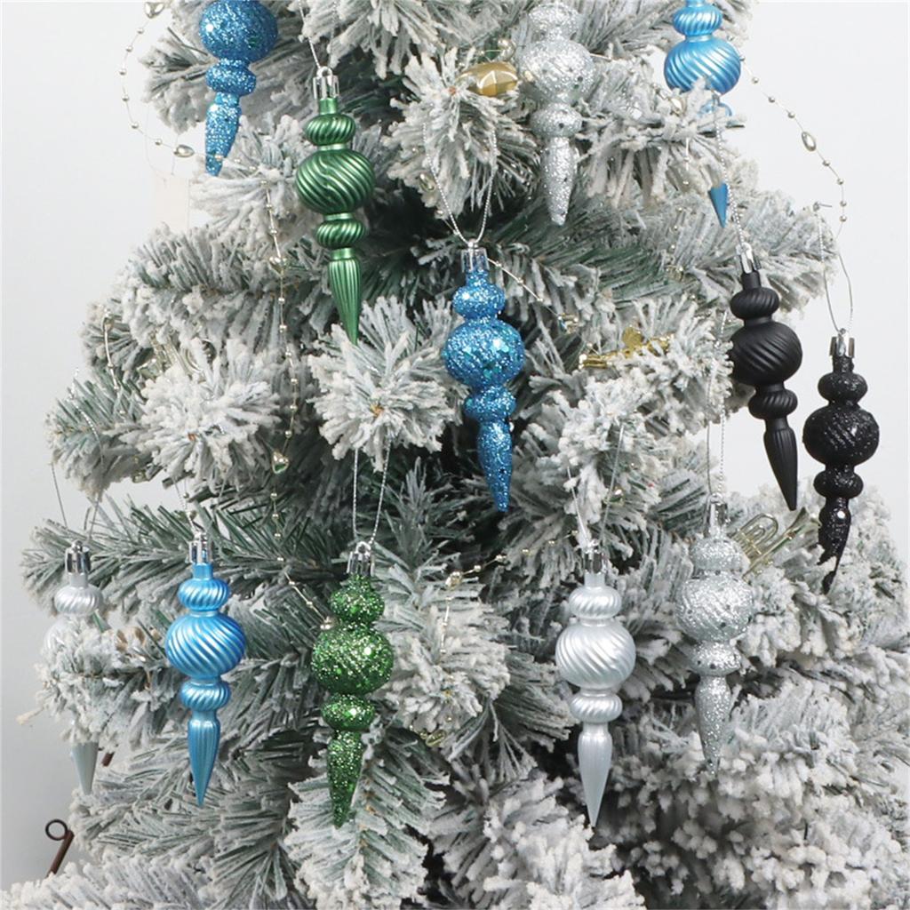 Plastic Christmas Tree Ornament Hand Painted Long Pointed Unique Shape Holiday Decoration For Window Display