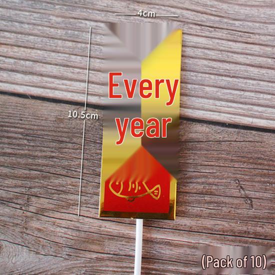 Plum Blossom Branch Longevity God & Goddess Cake Toppers for Birthday Celebration