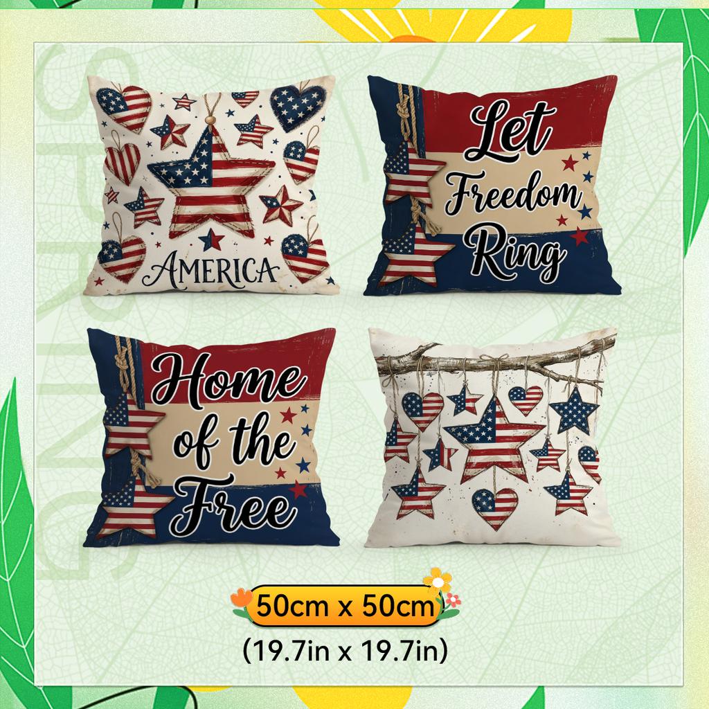 Independence Day Flag Pillowcase Printed Polyester 40/45/50Cm Throw Pillowcover Decorative Sofa Cushion Pillowslip Home Decor