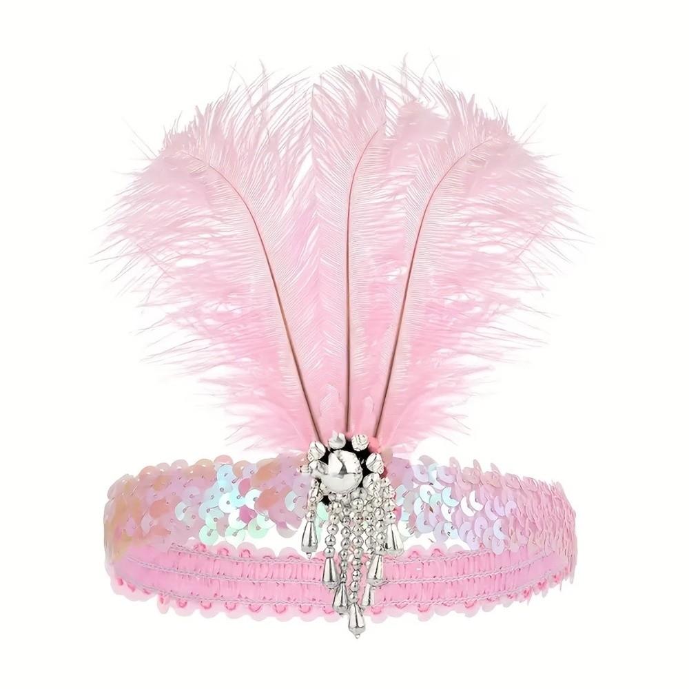 

Colorful Feather Headpiece Stage Performance Hair Band New Stage Headpiece Carnival Events розовый