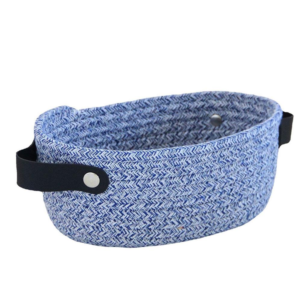 Nordic Storage Basket with Handles Hand Woven Cotton Rope Container Toy Sundries Key Desktop for Wardrobe Closet