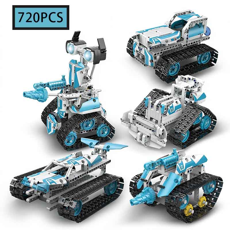 

Moc 720Pcs 5 In 1 Creative Electric Rc Robot Car Model Off-Road Vehicle Building Blocks Children S Puzzle Toys Birthday Gift