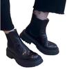 Spring and Autumn Single Boots Retro Round Head Platform Martin Boots Women's Thick Heel Short Boots Chelsea Boots Smoke Boots