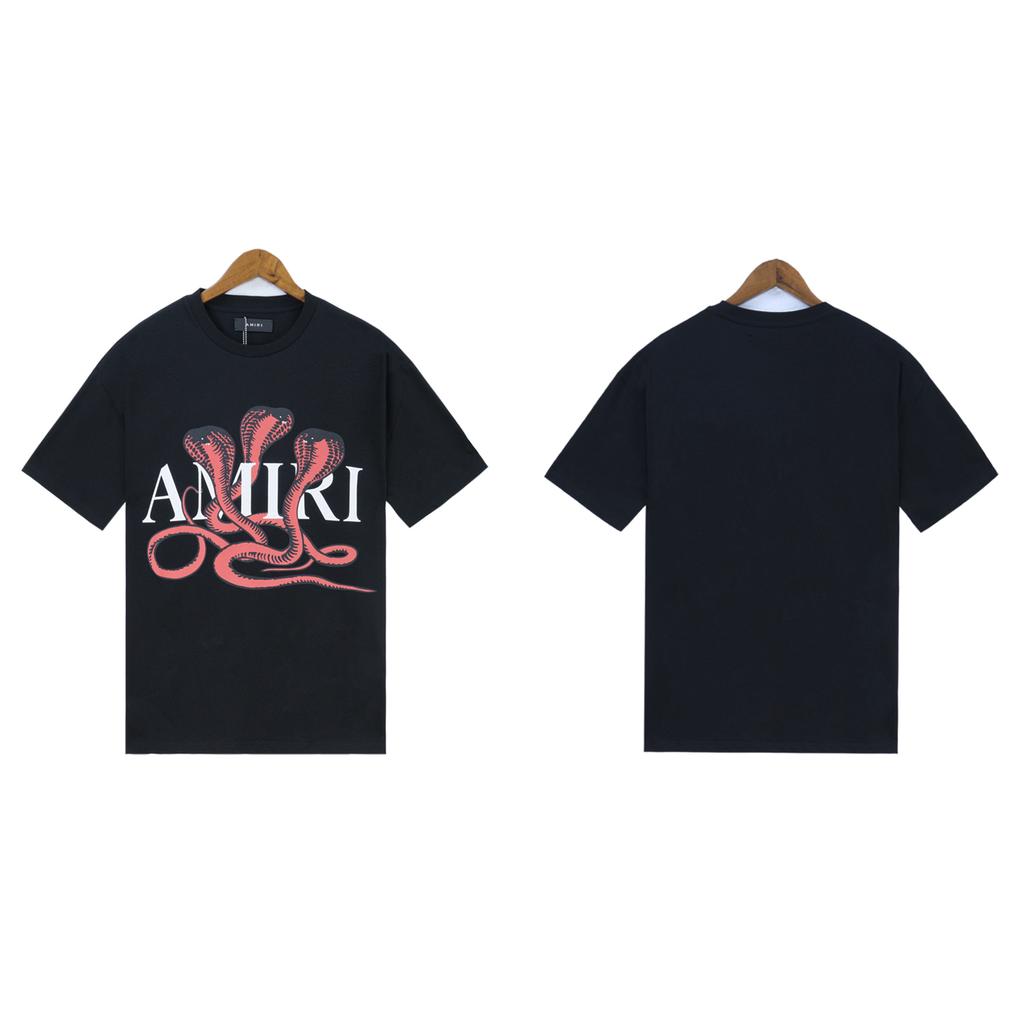 2205 Amiri 2025 Sommer Neue Männer und Frauen Lose Hochwertige Baumwolle Plus Größe T-shirt Paar T-Shirt Serpentine muster druck