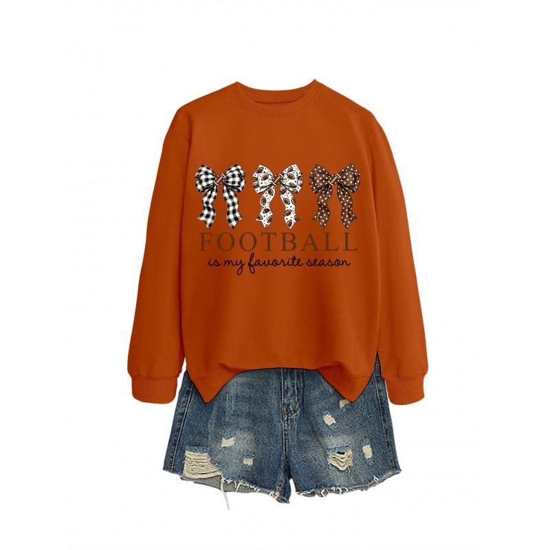 Womens Casual Loose Fit Crewneck Sweatshirt Football Print Everyday Wear
