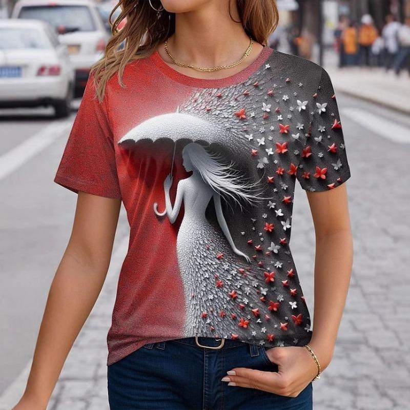 Round Neck Casual Trendy Love Printed Short Sleeved T-shirt