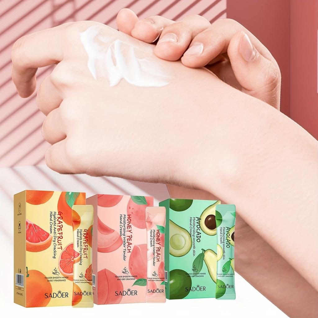 SADOER Avocado Moisturizing Hand Cream 20Pcs Nourishing Smoothing Anti Dry Crack Repair Portable Hand Skin Care