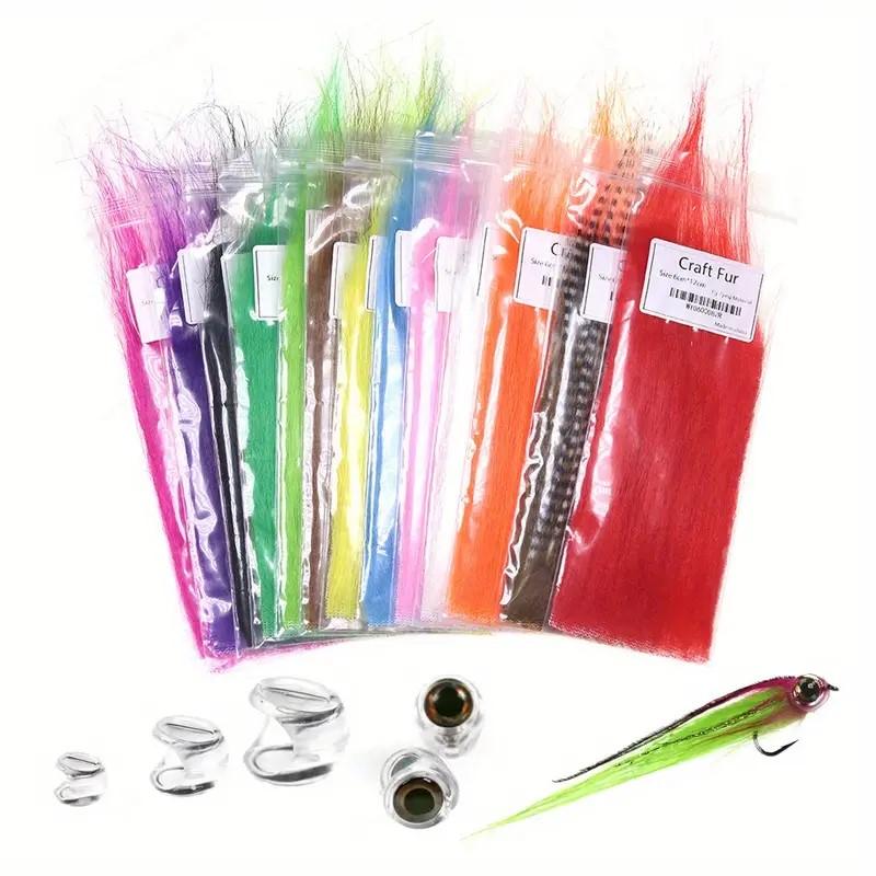 13packs Mix Color Long Fiber Craft Fur With Fish Head Head Streamer Bait Fish Fly Tying Material Furable Soft Synthetic Fiber