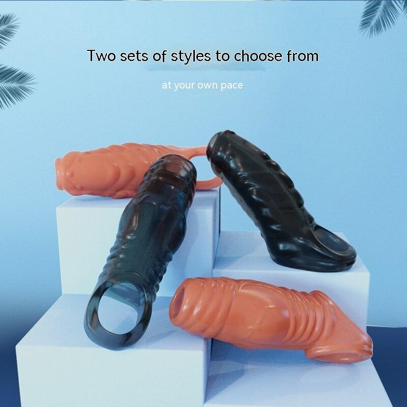 Reusable Penis Sleeve Glans Penis Enlarger Extender Delay Ejaculation Cock Ring Sex Toys for Men Couples