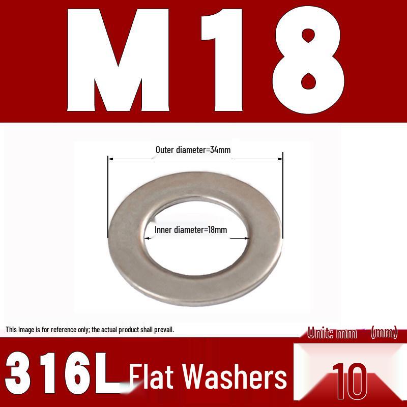316 Stainless Steel Flat Washer/Gasket for M4-M30 Sizes
