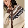 INMAN Women's Retro Fair Isle Jacquard Raglan Sweater