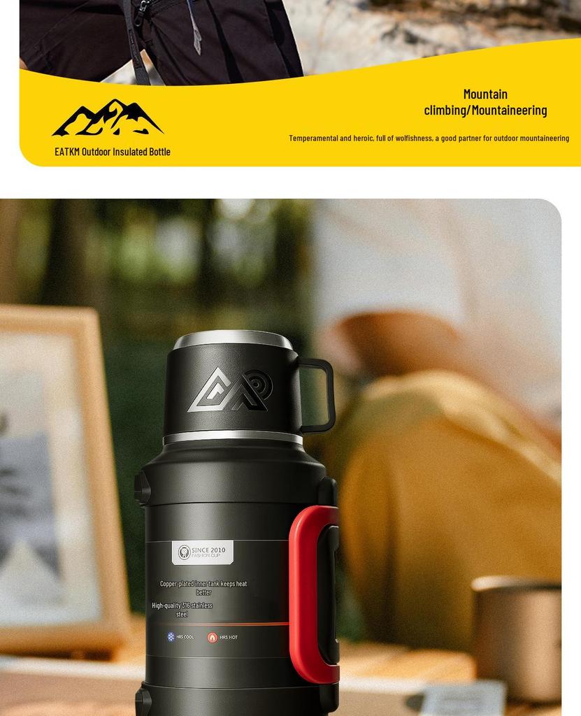 Large Capacity Stainless Steel Insulated Travel Thermos Flask - Portable, Multi-Use Hot Water Kettle