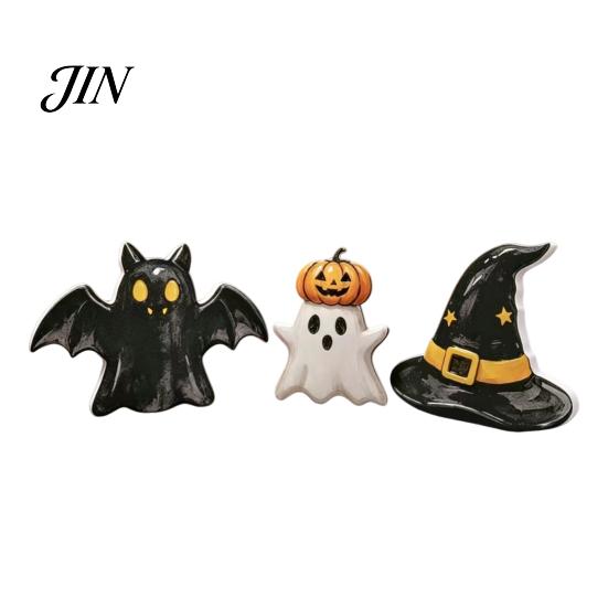 Kindergarten Halloween Props 3Pcs Decoration, Resin Micro Landscape Miniature Figurines, Cute Ghost Table Centerpiece Pumpkin Fairy Garden Ornament