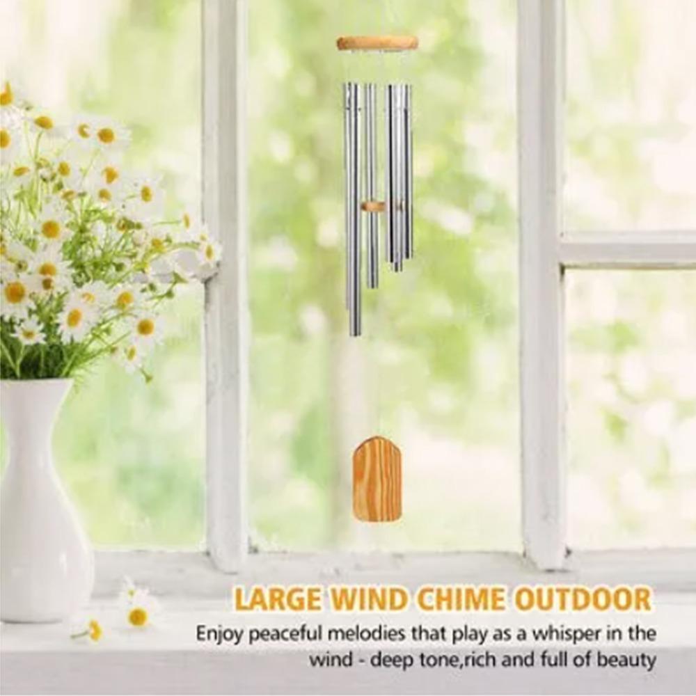 Silver Metal Wind Chimes Metal Tubes Hanging Wind Chimes Elegant Outdoor Wind Chimes Garden