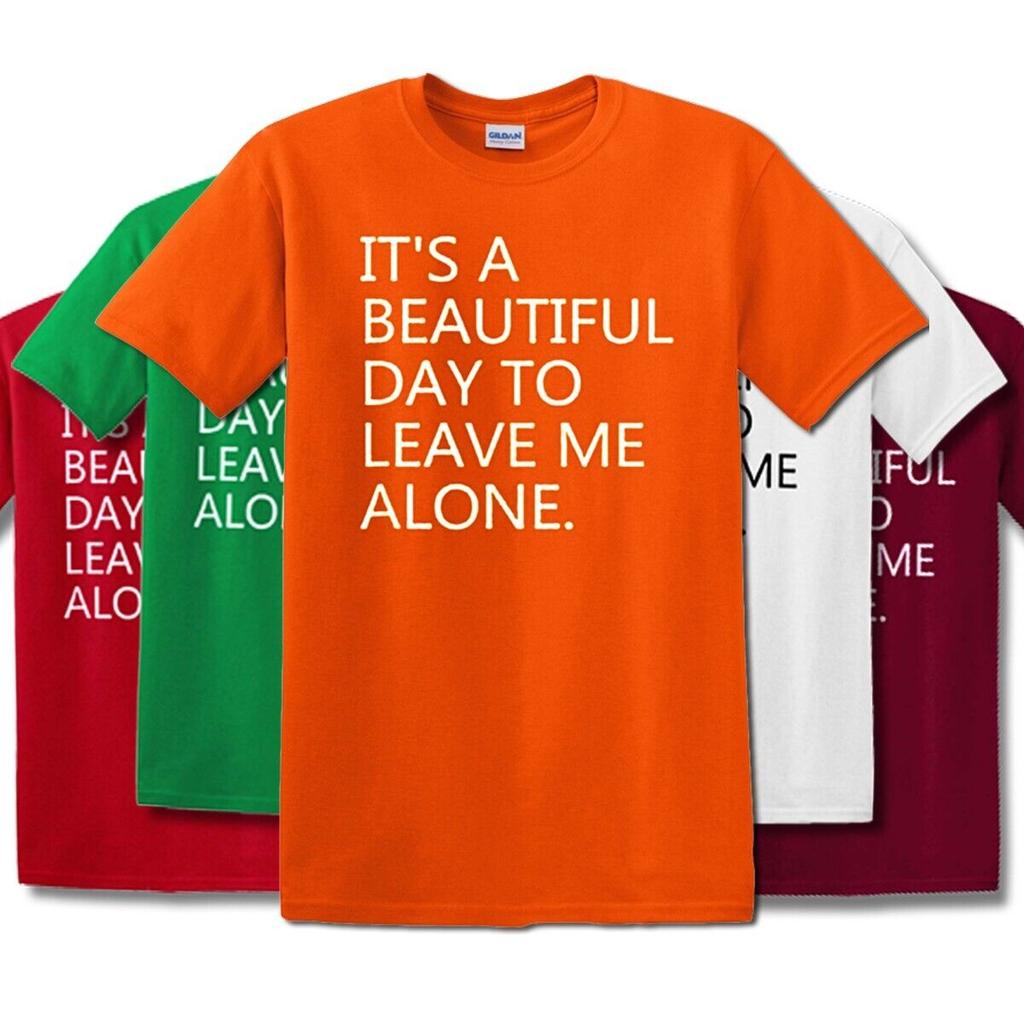 IT'S A BEAUTIFUL DAY TO LEAVE ME ALONE / FUNNY JOKE MEN'S Tee 100% Cotton T-shirt Mens Tees Top