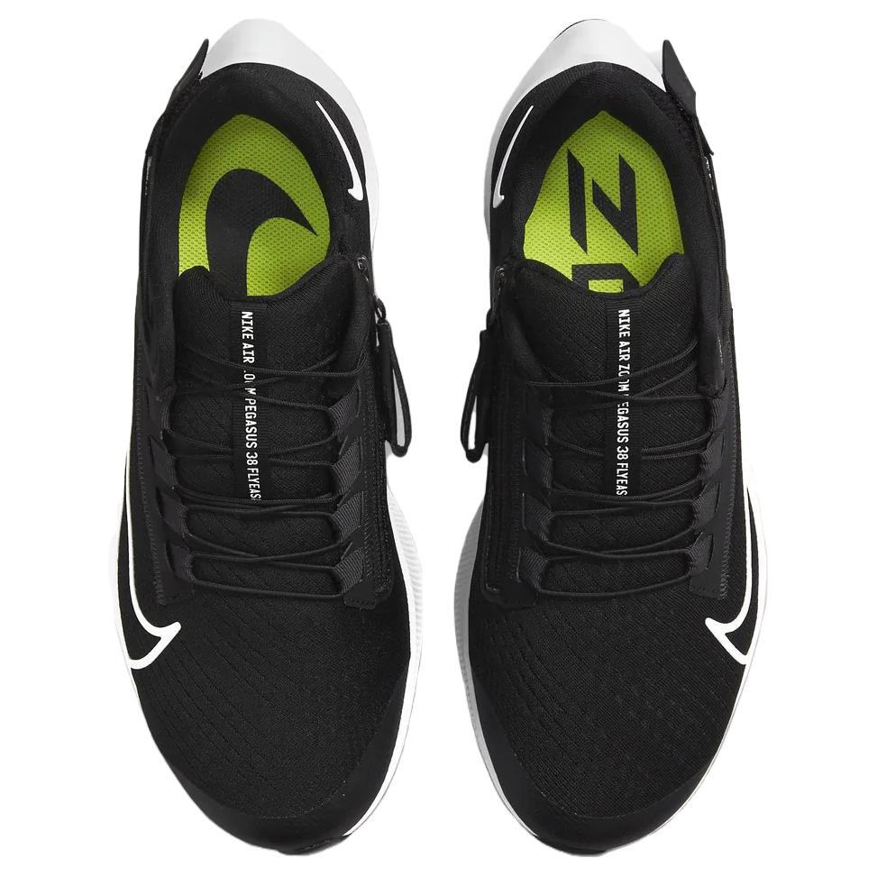 Nike Zapatillas Unisex Air Zoom Pegasus 38 FlyEase Extra Ancho Negro Blanco Antracita Voltio DA6678-001