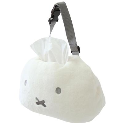 Miffy Headrest Tissue Case/Cover, Car Accessories, Hanging, Soft Pack Compatible, Miffy Character, Fluffy, Interior, Wall Hanging (White)