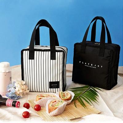 Black Thermal Lunch Bag Portable Cooler Insulated Picnic  Tote Travel Fruit Drink Food Fresh Organizer Accessories Supplies