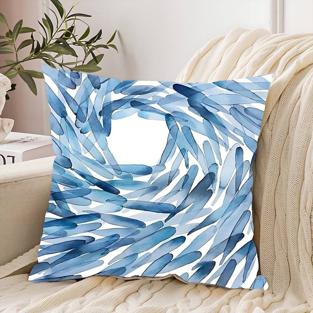 Blue Nordic Geometric Pillow Case Cushion Cover Soft Cute Throw Pillow Case For Car Sofa Pillowcase Polyester With Zipper