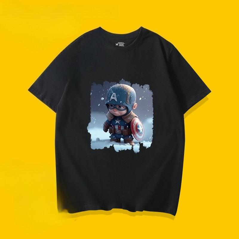 Marvel Captain America Fun Cotton Cartoon Printed Fashionable Parentchild Outfit Candy Color Family Outfit Child Tshirt