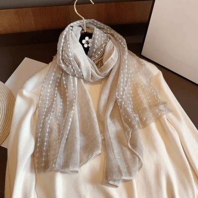 Solid Color Cotton Linen Scarf Long Sunscreen Shawl Casual Silk Scarf  for Women