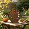 Festive Yard Ornaments Season Clock Decor Round Month Calendar Wooden Seasonal Farmhouse Perpetual Thanksgiving Garden