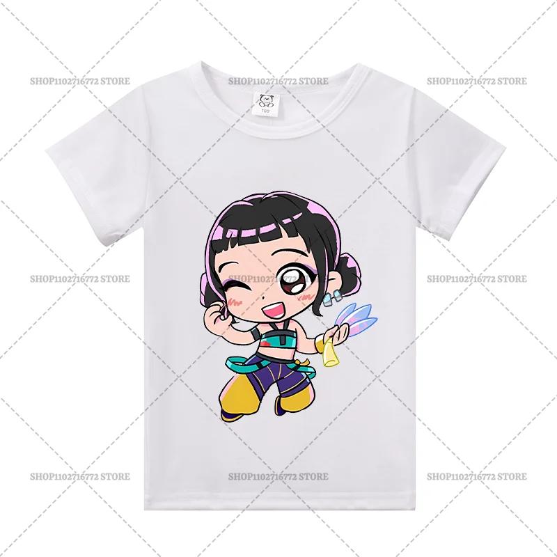 

Kpop Охотники на демонов Детская одежда Футболка с коротким рукавом Милые футболки Руми Зои Миры Харадзюку Топы для мальчиков Девочек Одежда Подарок size 150cm
