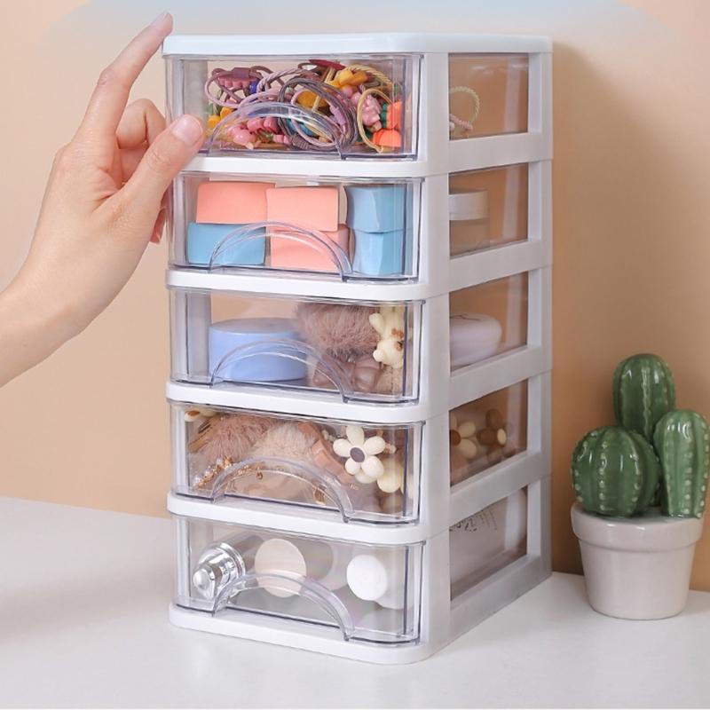 Clear Storage Organizer Desk Organizer with Drawers Plastic Stationery Organizer Makeup Organizer Storage Box for Office