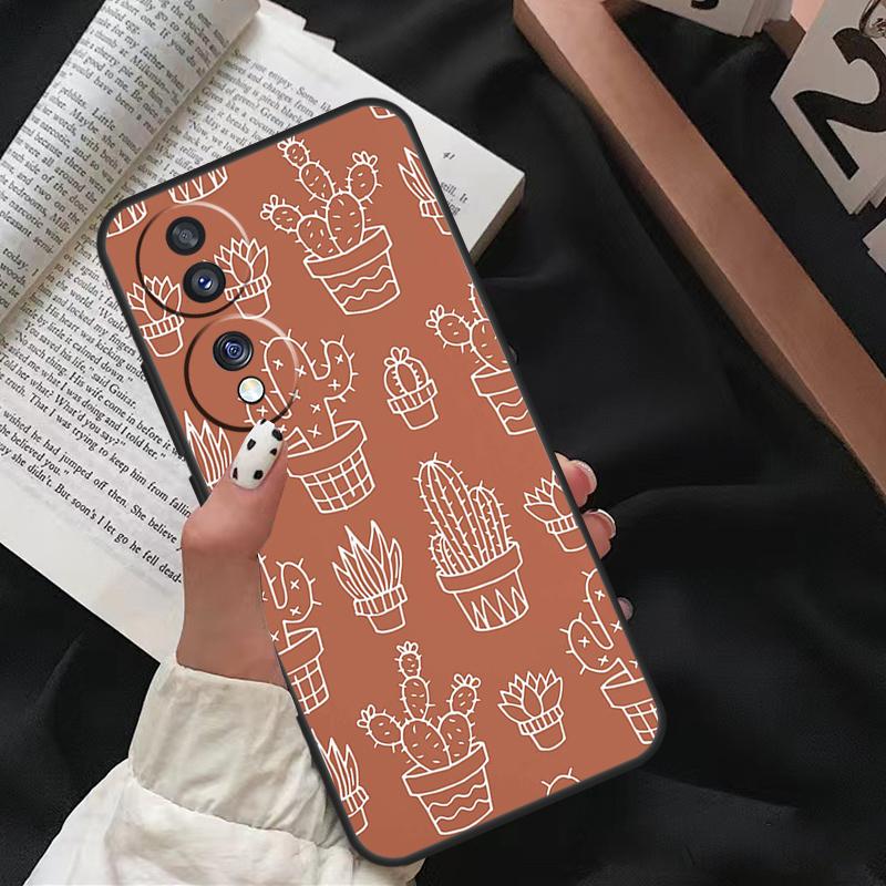 Boho Botanical Leaf Cow Cactus For Honor Magic 8 Pro 7 5 6 Lite Case For Honor 400 200 70 50 X8c X8b X9a X9b X9c X9d Win RT