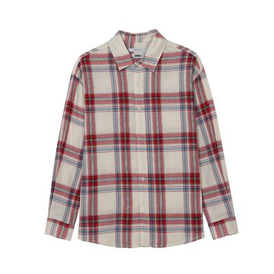 JAMBANGEE Unisex) Long Sleeve Check Shirt With Back Graphic (Semi-Oversized Fit)_An1Wwh142-Re