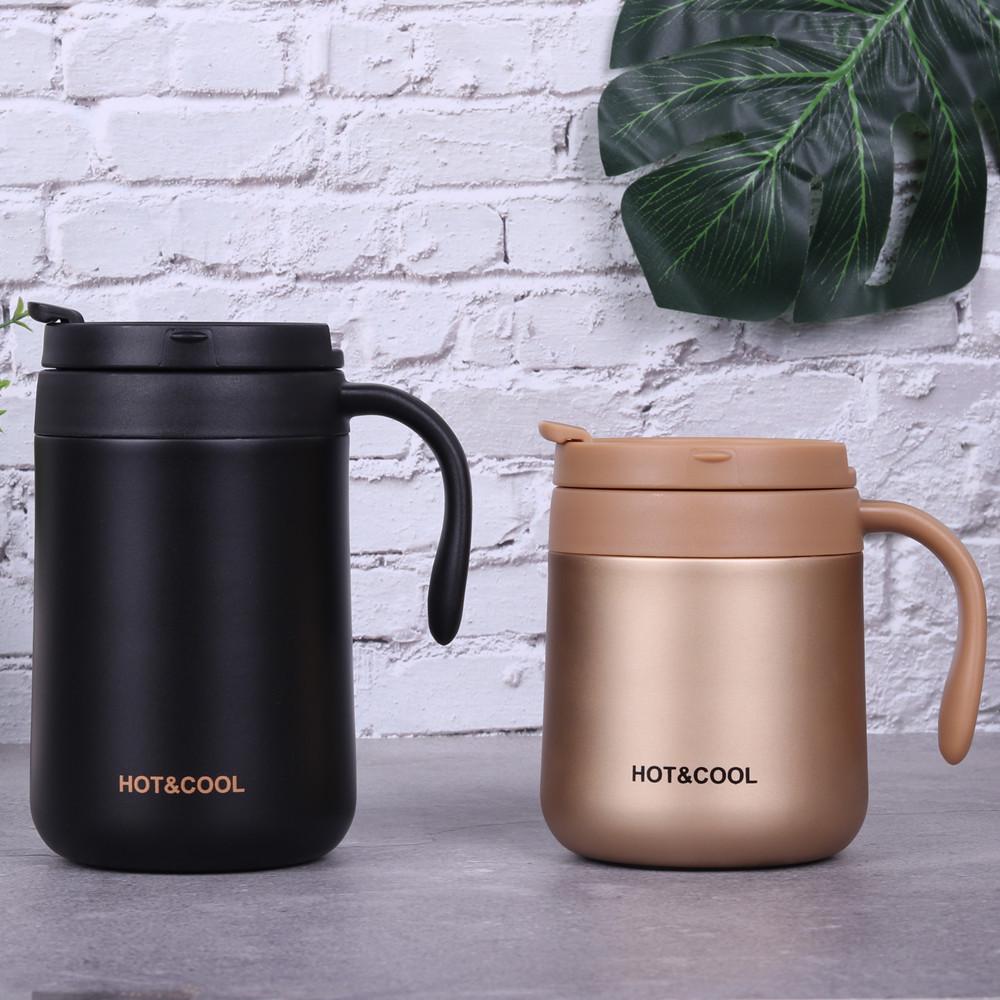 Stainless Steel Insulated Office Mug with Handle - Portable Coffee & Tea Cup for Men and Women