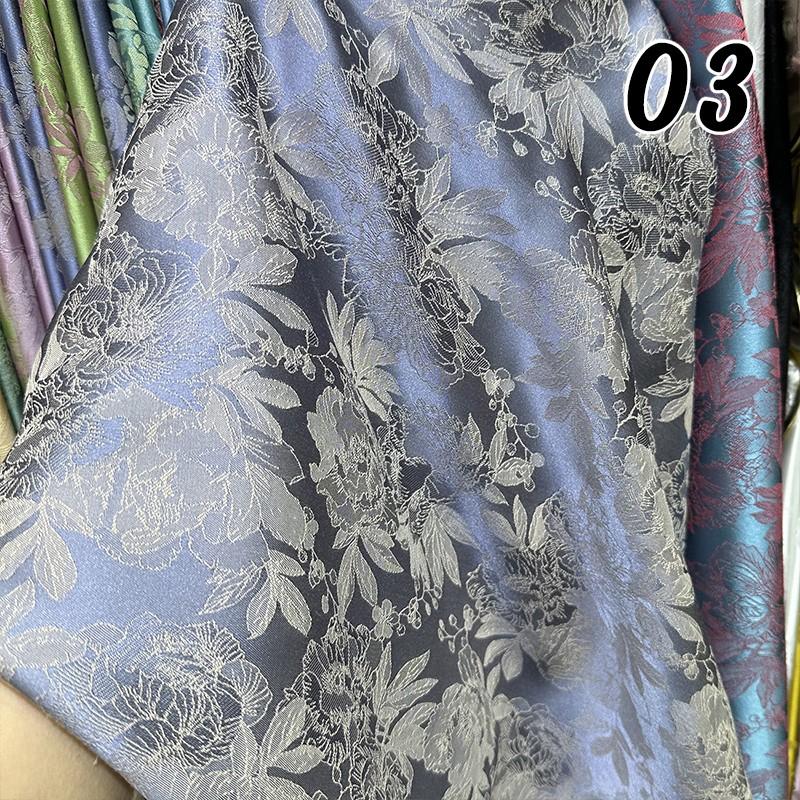 Two-color Embossed Peony Jacquard Fabric Imitation Silk Skin Friendly Cheongsam Cloth DIY for Skirts Pajamas Sewing Hanfu Cloth
