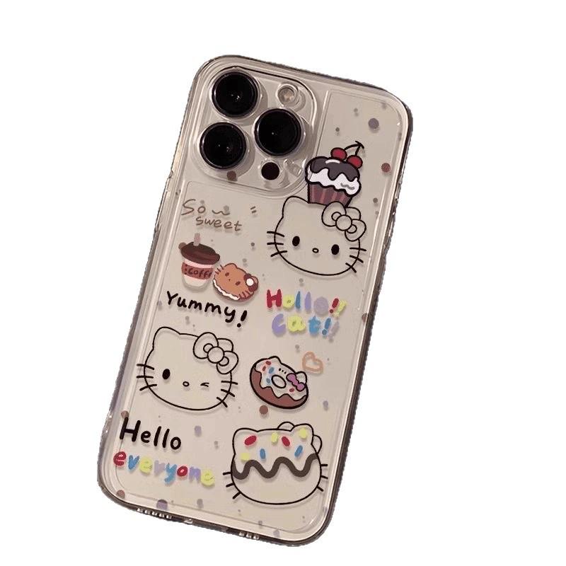 Cartoon Cat Transparent Phone Case for iPhone 13/14 Pro/15/16 Pro Max/17