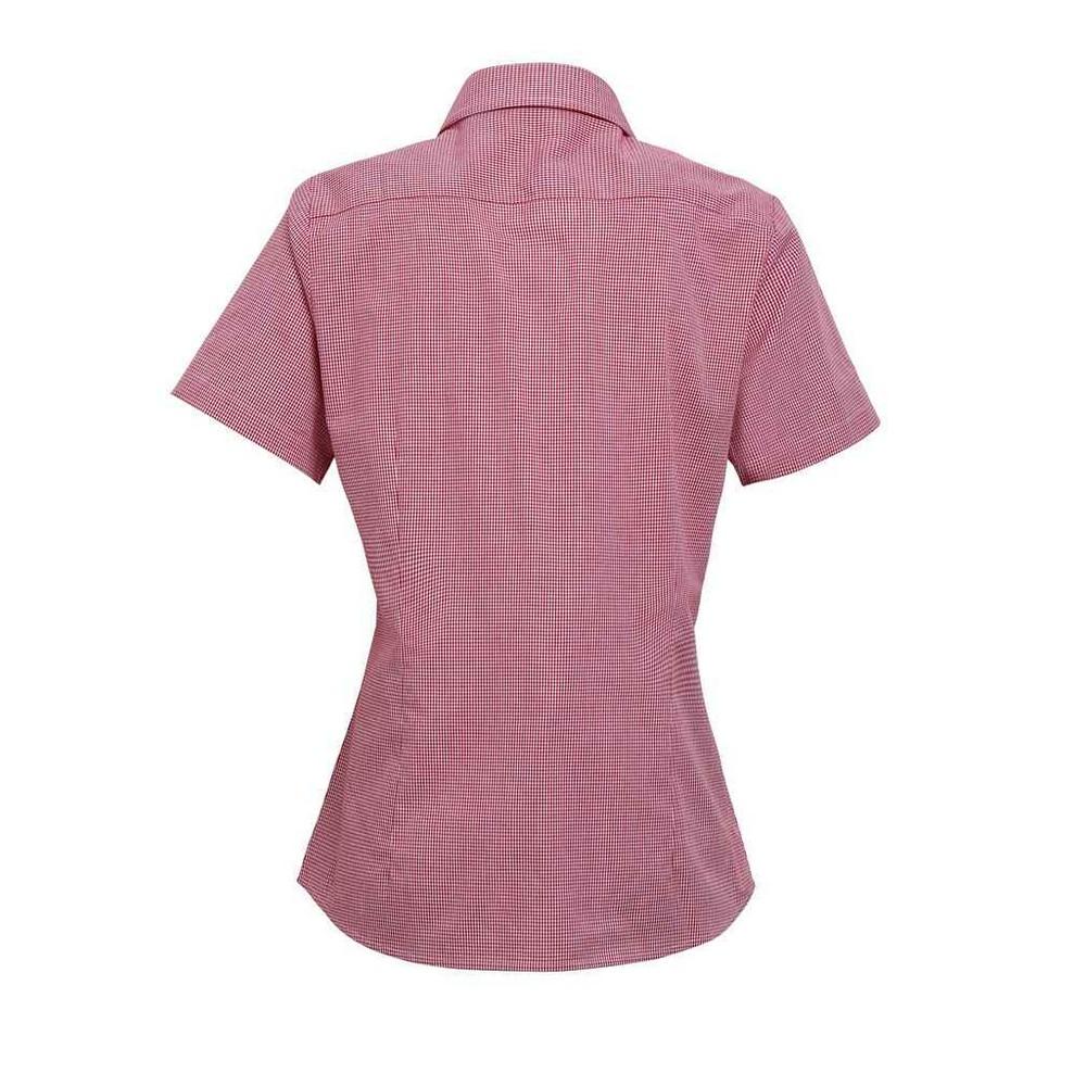 Premier Camisa Feminina de Algodão com Manga Curta e Xadrez Vichy Micro