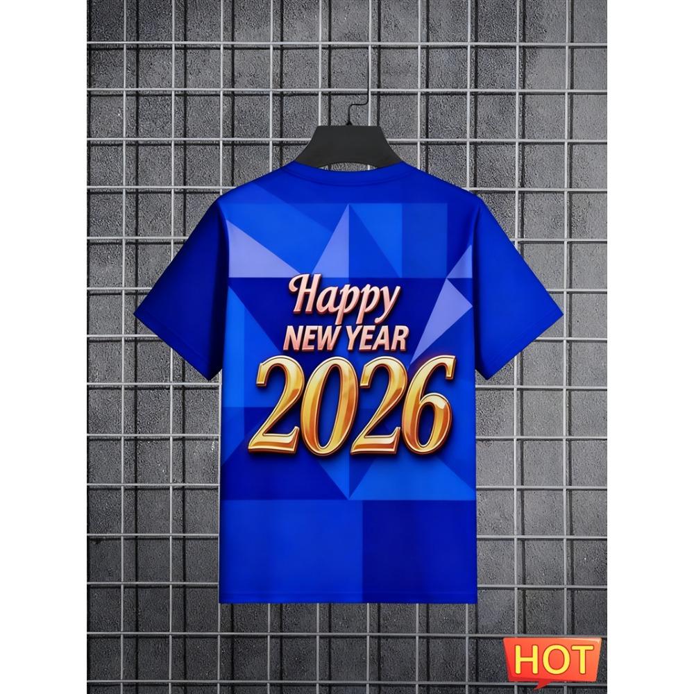 Fashion Firework Graphic 2026 New Year T Shirts Trendy Streetwear Men Women 3D Printed T-shirts Loose Breathable Crew Neck Tees