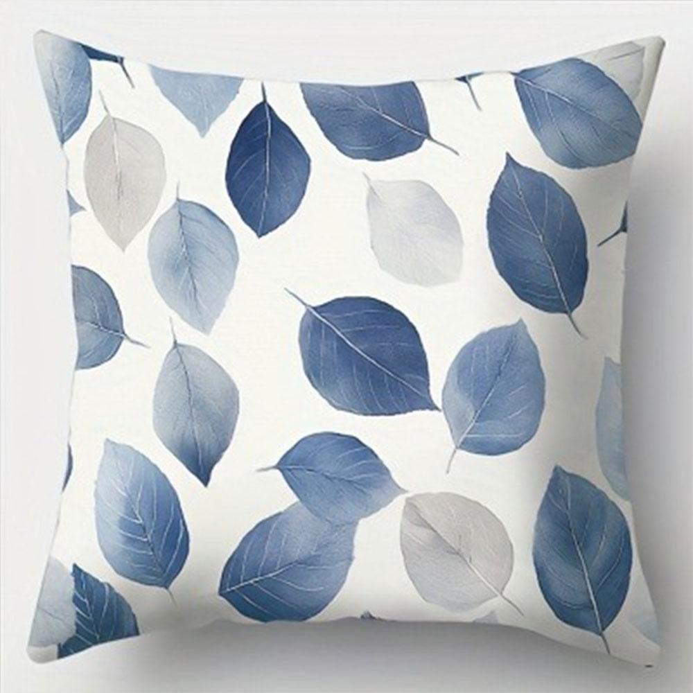 

Сине-серая с узором из листьев Декор для дома Наволочка для гостиной Дивана Полиэстеровая Наволочка-подушка на молнии 16x16Inch