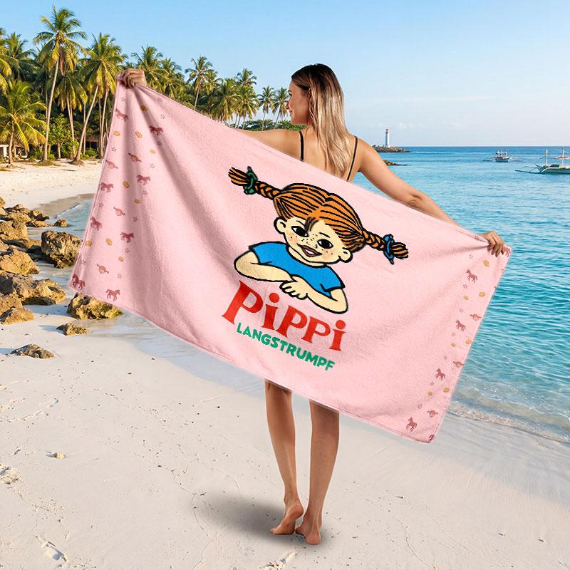 Large Beach TowelPippi Longstocking Soft Absorbent Towel Beach Bath Home Use