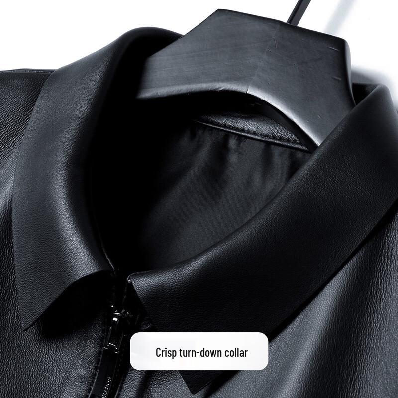 Men's Genuine Sheepskin Leather Windproof Lapel Jacket