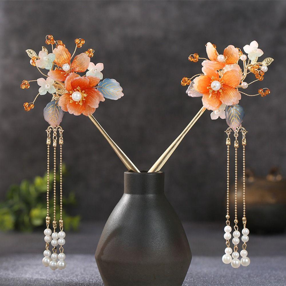 Chinese Style Bridal Headwear Tassel Earrings Hairpin Set Ancient Hair Stick Sets Women