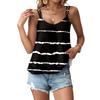 Women's Striped Print Tops Sleeveless O-Neck Camisole T-shirt