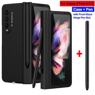 With Touch Pen Hinge Full Protection Capa For Samsung Galaxy Z Fold 4 5g Case Pen Slot Front Screen Glass Z Fold 4 Cover